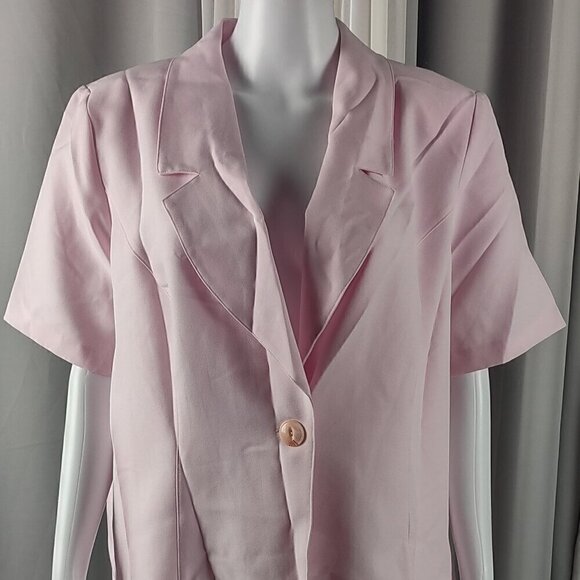 Fashion Bug Women's Pink One Button Short Sleeve, Blouse Shirt Plus Size 16W - Picture 2 of 12